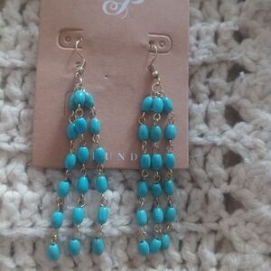 Chic Turquoise Beaded Drop Earrings